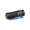 Olight Black Baton 4 Premium Edition Front View with Blue Clip and Button for Everyday Carry