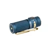 Olight Blue Baton 4 Premium Edition Side View with Textured Grip and Gold Pocket Clip for Everyday Carry