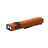 Olight Orange ArkPro Ultra Flat Flashlight Perspective View with Textured Side Grip and Pocket Clip for EDC Use