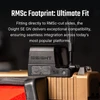 Olight black Osight SE red dot sight mounted on a tan firearm slide, showing RMSC footprint for seamless integration.