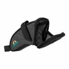 Open gray bicycle saddle bag with black trim and mesh pocket, featuring the OLife logo