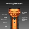 Olight flashlight operating instructions diagram detailing the rotary dial, brightness indicator, and mode switch.