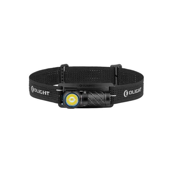 Olight Black Perun 3 Mini Headlamp Front View with Adjustable Strap and Bright LED for Hands-Free Lighting