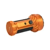 Olight Marauder 2 orange high-powered rechargeable LED flashlight with black grip on white background