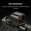 Olight Black Osight SE Red Dot Sight Side-Loading Battery Tray Detail Close-up for Easy Tactical Pistol Optic Replacement