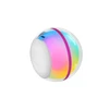 Interactive glowing smart pet toy ball with colorful LED lights and white silicone bumper on white background