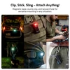 Olight OCLIP PRO versatile clip light with magnetic base shown attached to gear, clothing, and belt for hands-free use.