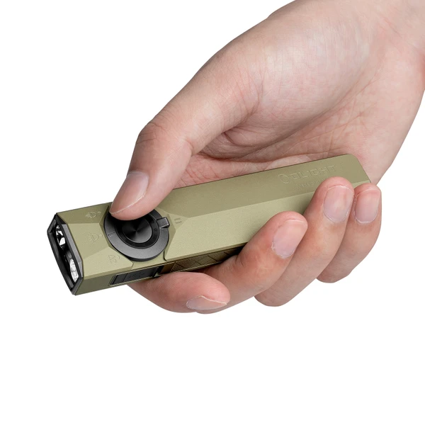 Olight Arkfeld Pro Black CW Flat EDC Flashlight, LED Light/Green Beam/UV, 1300 L