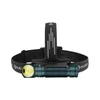 Olight teal headlamp with three bright LEDs and black elastic strap for hands-free outdoor lighting.