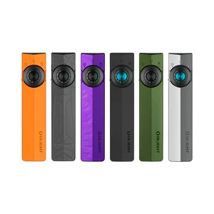 Olight Black ArkPro Protable EDC Light Top-Down View with Blue Rotary Knob and Light/UV Icons for Everyday Carry and Illumination