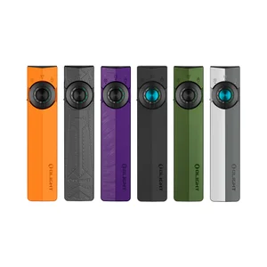 Olight Black ArkPro Protable EDC Light Top-Down View with Blue Rotary Knob and Light/UV Icons for Everyday Carry and Illumination