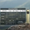 Olight Olive Green ArkPro Ultra Flashlight Specifications Chart Showing Brightness and Runtime for Outdoor Use