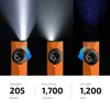 Olight Orange ArkPro Ultra Flashlight showing Spotlight Flood and UV Light Modes with Selector Dial for Outdoor EDC Use
