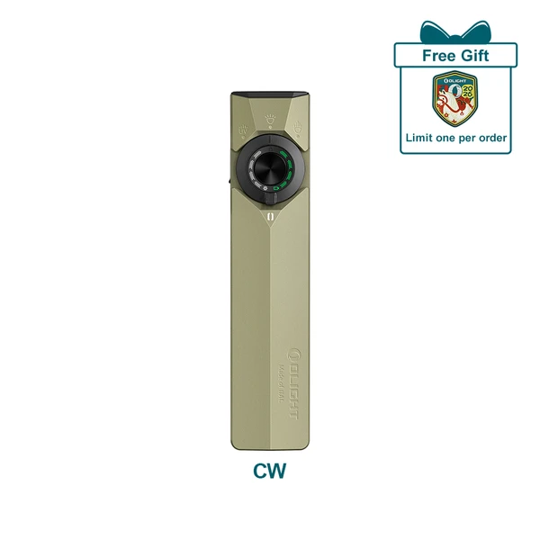 Olight ArkPro CW Khaki Multi-function Rotary Knob Side View for Everyday Carry and Illumination