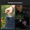 Portable flashlight usage: wear on wrist, attach to bag, deep bezel down pocket carry, or clip on hat