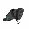 Gray bike saddle bag with Olife logo, reflective stripes, and zippered closure