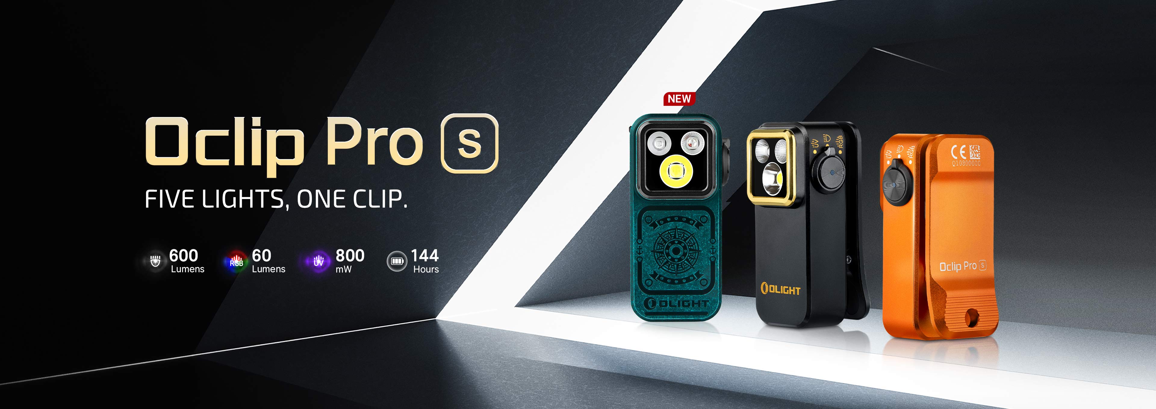 Oclip Pro S 5 in 1 EDC Clip Flashlight UV RGB Magnetic Light