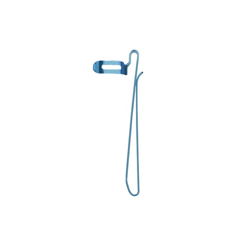 Blue sectional matrix system dental clip for posterior tooth restoration isolated on white background