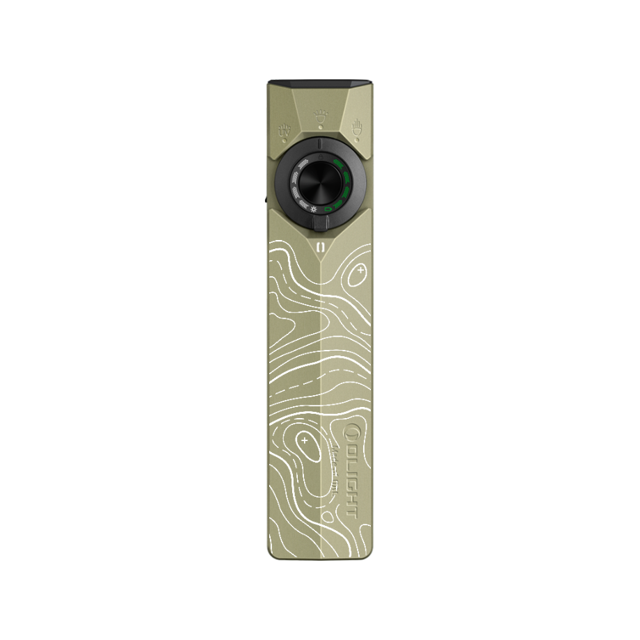 Olight OD Green ArkPro Lite Flat EDC Flashlight with Topographical Map Pattern and Selector Dial for Outdoor EDC Use