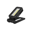 Black Olight Swivel work light, foldable stand, magnetic base, COB LED, portable, rechargeable, white background
