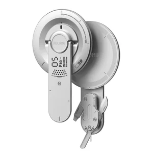 Aulumu silver magnetic phone stand and multi-tool accessory on white background