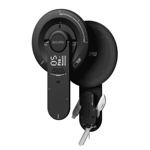 Aulumu black magnetic phone stand with integrated multi-tool pocket knife on white background