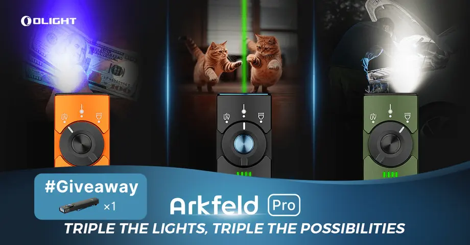 Arkfeld Pro Flat EDC Torch with LED Light, UV and Laser