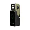 Olight Arkfeld Pro flat flashlight in charging base showing battery life indicator on white background