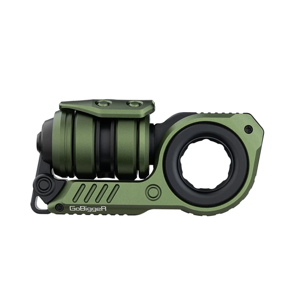 GoBiggeR green olive metallic fidget toy slider and spinner isolated on white background
