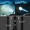 en: Floodlight (7000 lumens, 450 meters) vs. spotlight (900 lumens, 600 meters) on mountains, with control details.