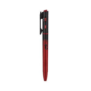 Olight Red and Black Open 3 Ballpoint Penlight featuring Drip Pattern and Pocket Clip for Everyday Carry and Writing