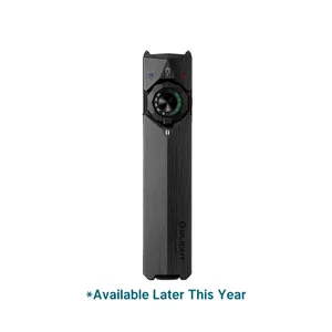 Olight black flat EDC flashlight with selector dial and battery indicator on white background