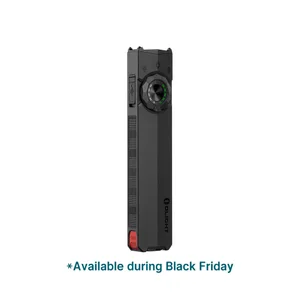 Olight Arkfeld Pro flat EDC flashlight with green laser and UV light on white background