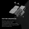 Olight OSight red dot sight with flush-fit side-loading battery tray and mounting screws on black background