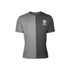 Two-tone gray t-shirt with a white circular logo and "Rethink Light. Reimagine Style." text on the right side.