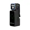 Olight black portable EDC flashlight with digital battery display and pocket clip on white background
