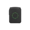 Black power bank with green charging indicator and numbers 25, 50, 75 against a white background