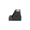 Black optical sight, red dot sight, gun accessory, firearm scope, aiming device, shooting sports equipment, tactical gear.