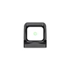 Green crosshair scope on a black red dot sight, isolated on a white background.