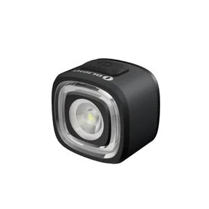 Olight Black Wyvern Bike Headlight Angled View with Compact Lens and Top Power Button for Night Cycling Safety
