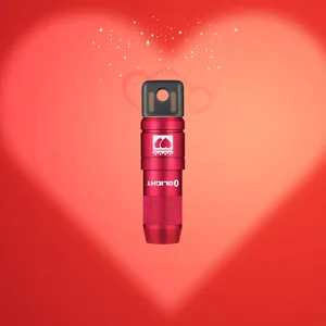 Olight Red Imini 2 Flashlight with textured body and heart graphic for Valentine's Day or gifting