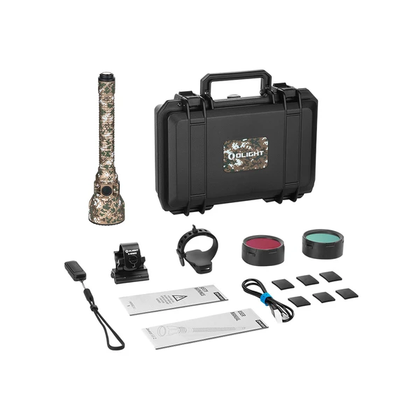 Olight Camouflage Javelot Turbo 2 Flashlight with Accessories in Case for Hunting and Tactical Use