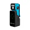 Olight blue clip-on flashlight in a black charging case with a green digital battery display.