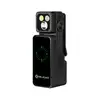 Olight compact clip-on flashlight in a black charging case with green LED battery indicator on white background