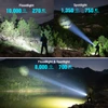 Flashlight floodlight, spotlight, and combined beam in natural outdoor settings.