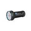 Olight Marauder Mini: compact black multi-function flashlight with a large blue bezel and numerous LED emitters
