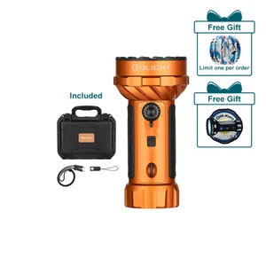 Olight Marauder 2 orange flashlight, charging cable, hard case, plus free gifts: i5R EOS and Marauder Mini 2