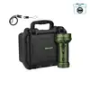 Olight Marauder Mini green powerful flashlight with heavy duty hard carrying case and lanyard on white background