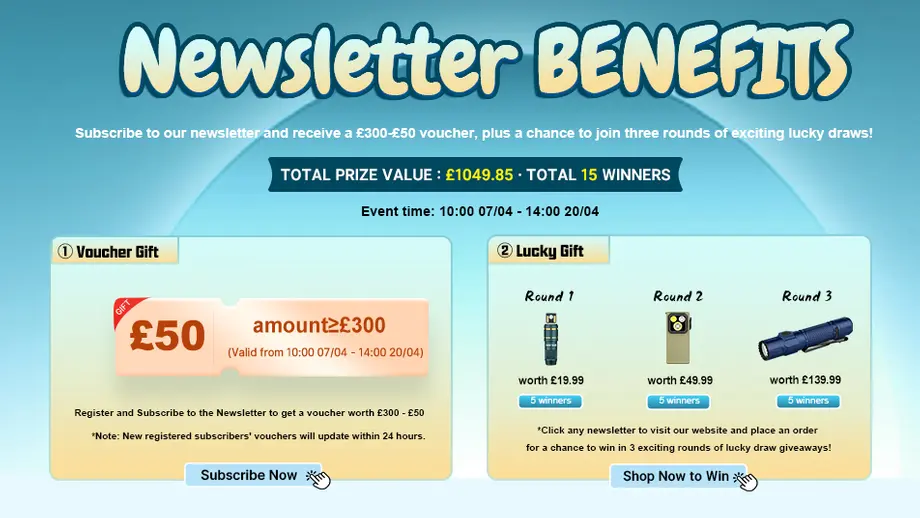 Newsletter Benefits in April (Exclusively for Subscribers)