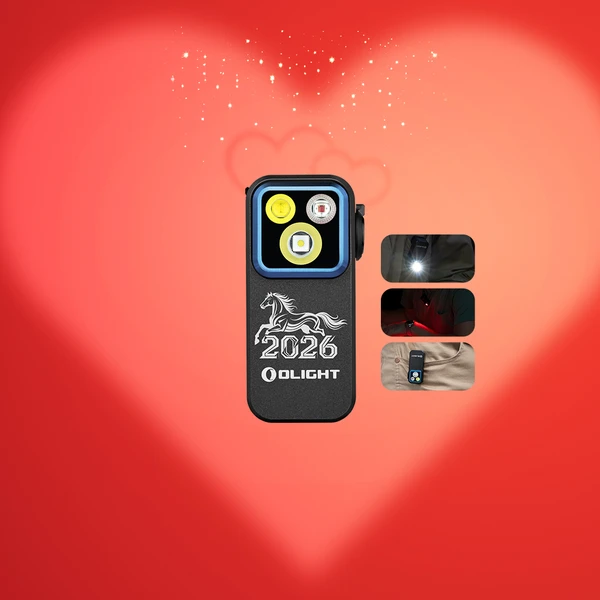 Olight Black Oclip Pro LED light with a horse emblem, for everyday carry and clip-on illumination.